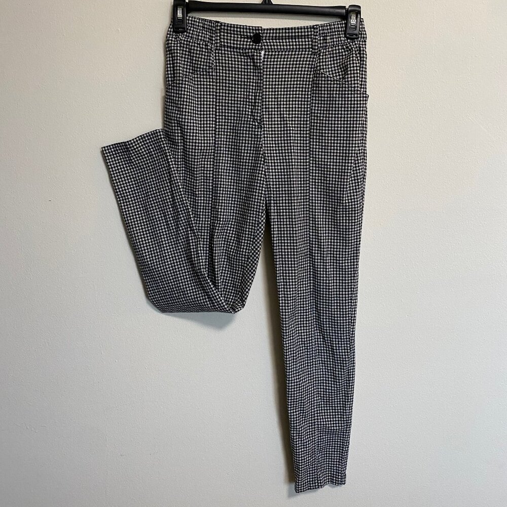 Urban Outfitters Gingham Print Pants Stretch Cotton Blend Tapered Leg Sz S EUC